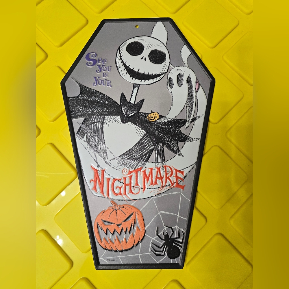 Nightmare Before Christmas Coffin-Shaped Metal Sign